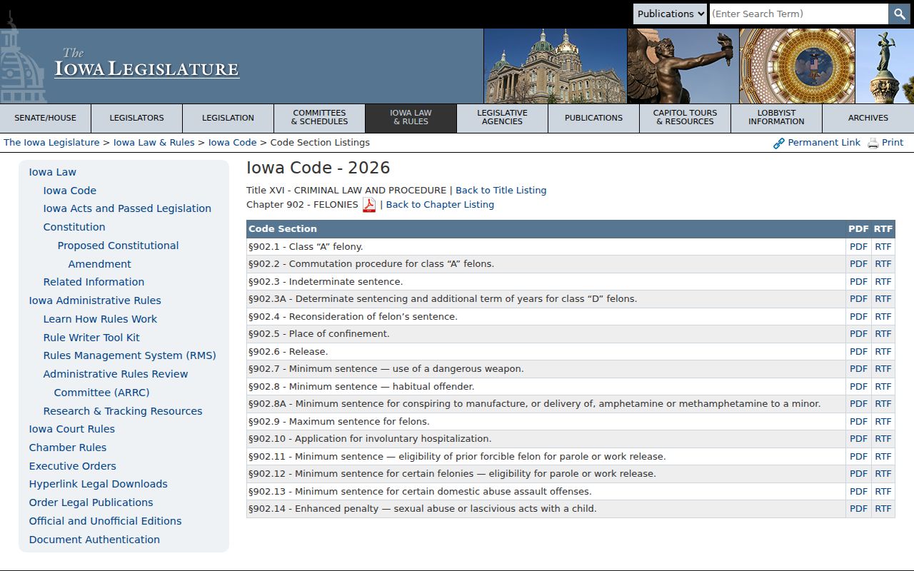 Odebolt criminal records and Iowa felony sentencing law