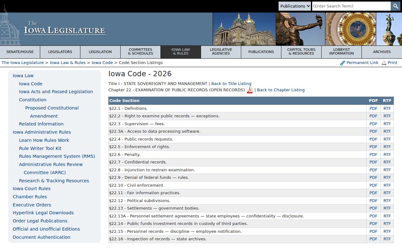 Sac City criminal records public access under Iowa Code chapter 22