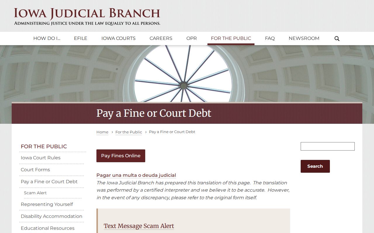 Iowa court debt payment information for Sac County criminal cases